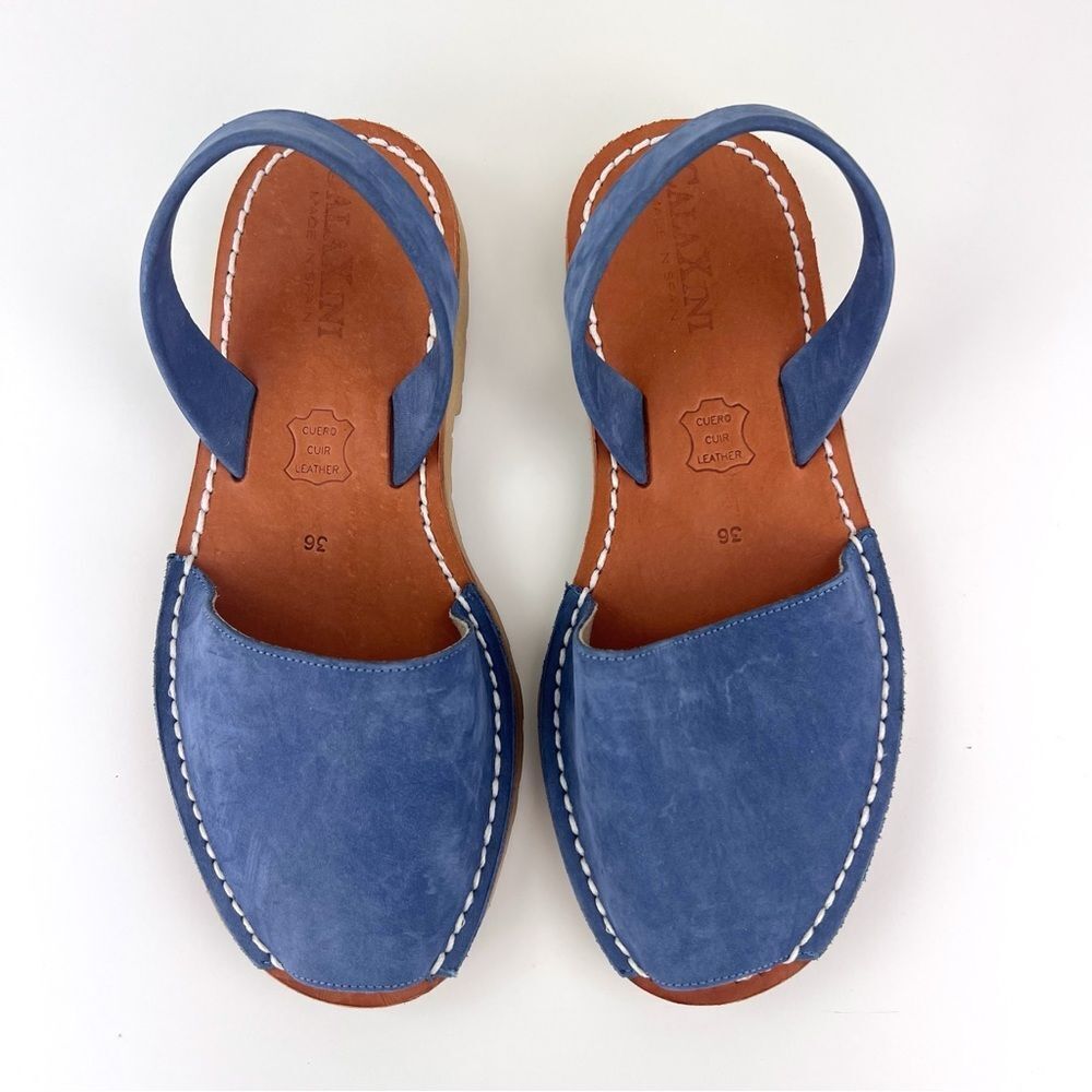 Calaxini Verano Avarcas Blue Nubuck Sandals Sz 36